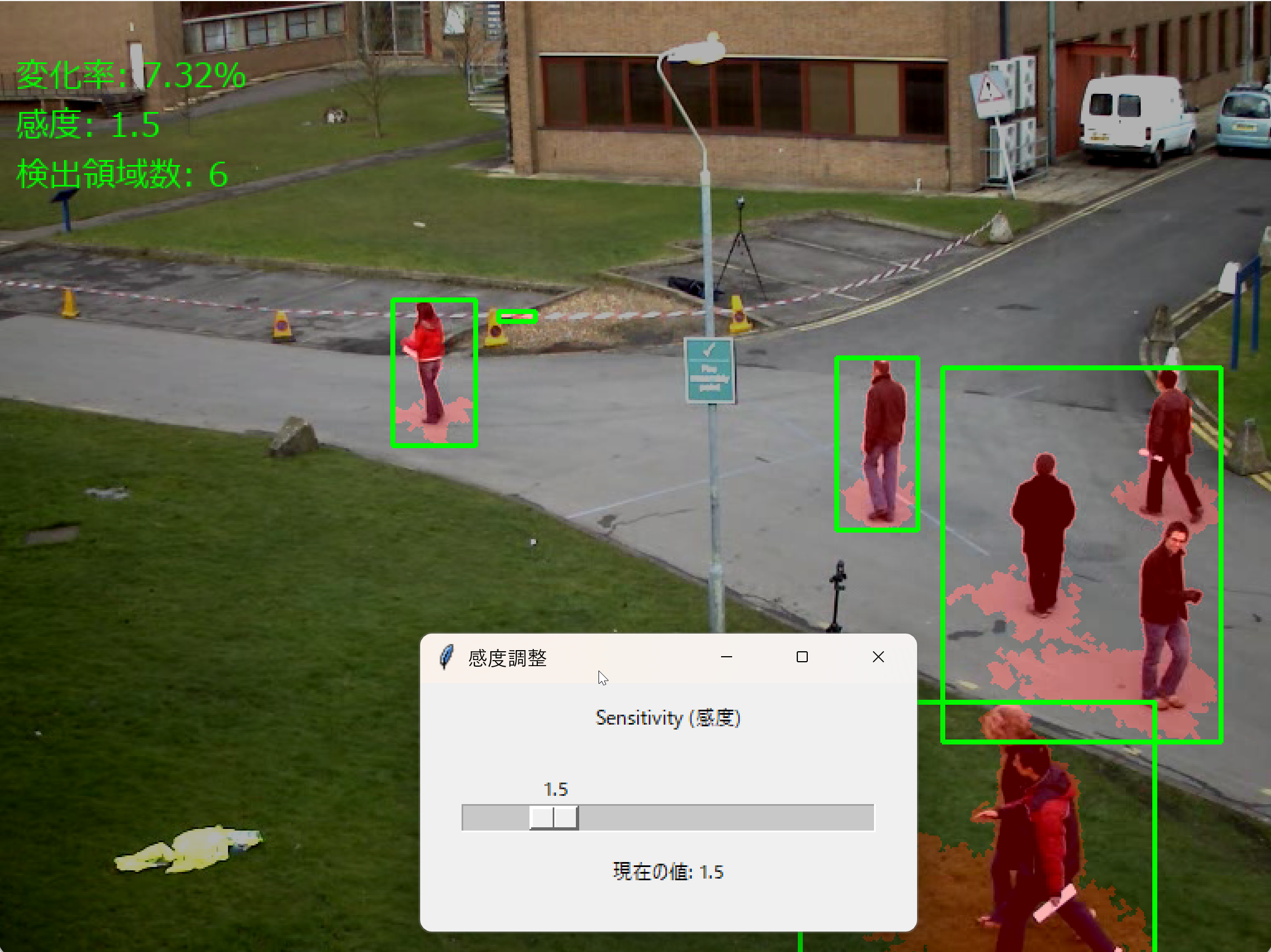 BackgroundSubtractorMOG2による微細変化検出