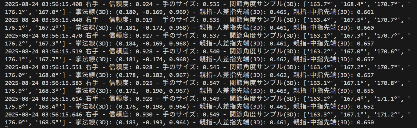 MediaPipe Hands による3次元手指姿勢推定