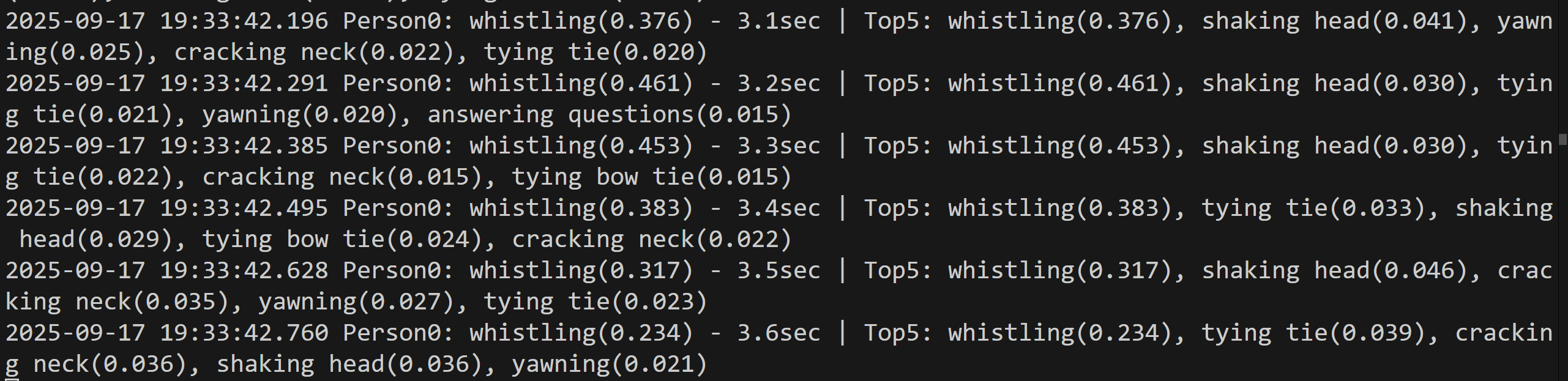 VideoMAE による人物動作認識