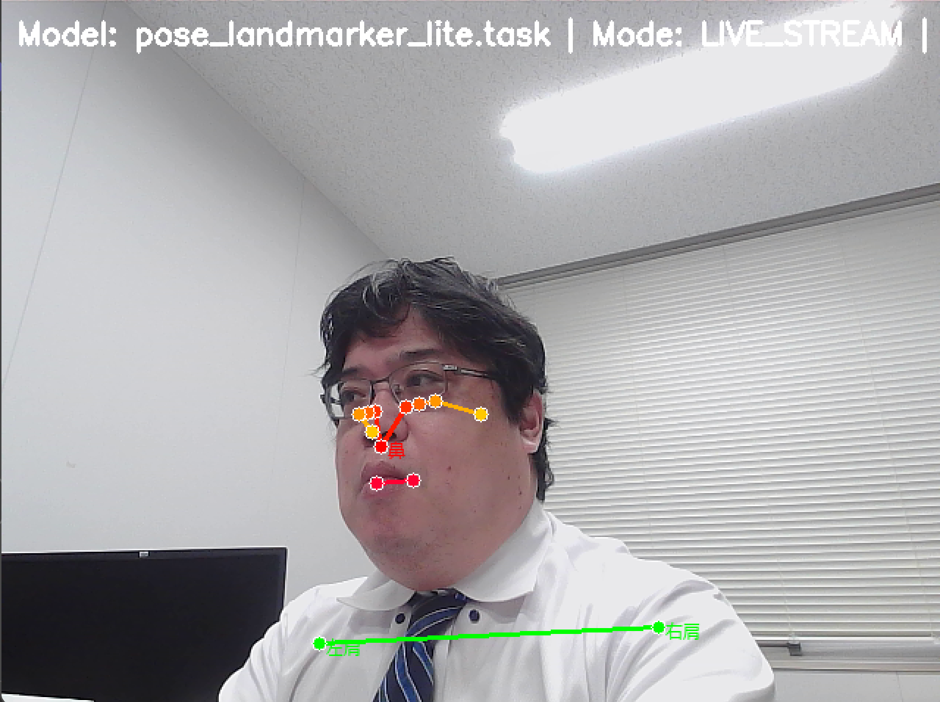 mediapipe pose landmarker による3次元姿勢推定