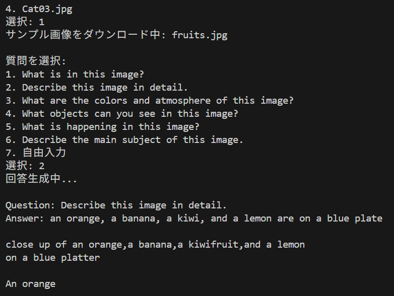 BLIP-2 による Visual Question Answering
