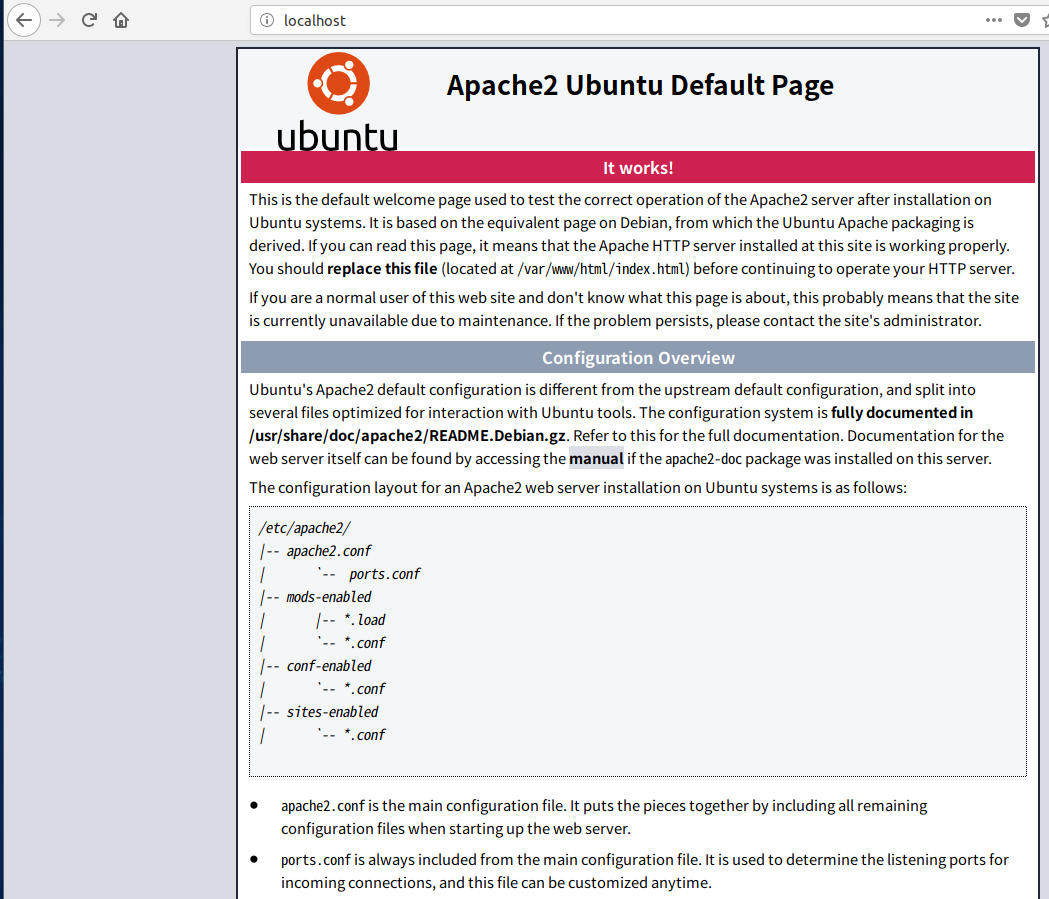 設定変更後のApache動作確認画面例